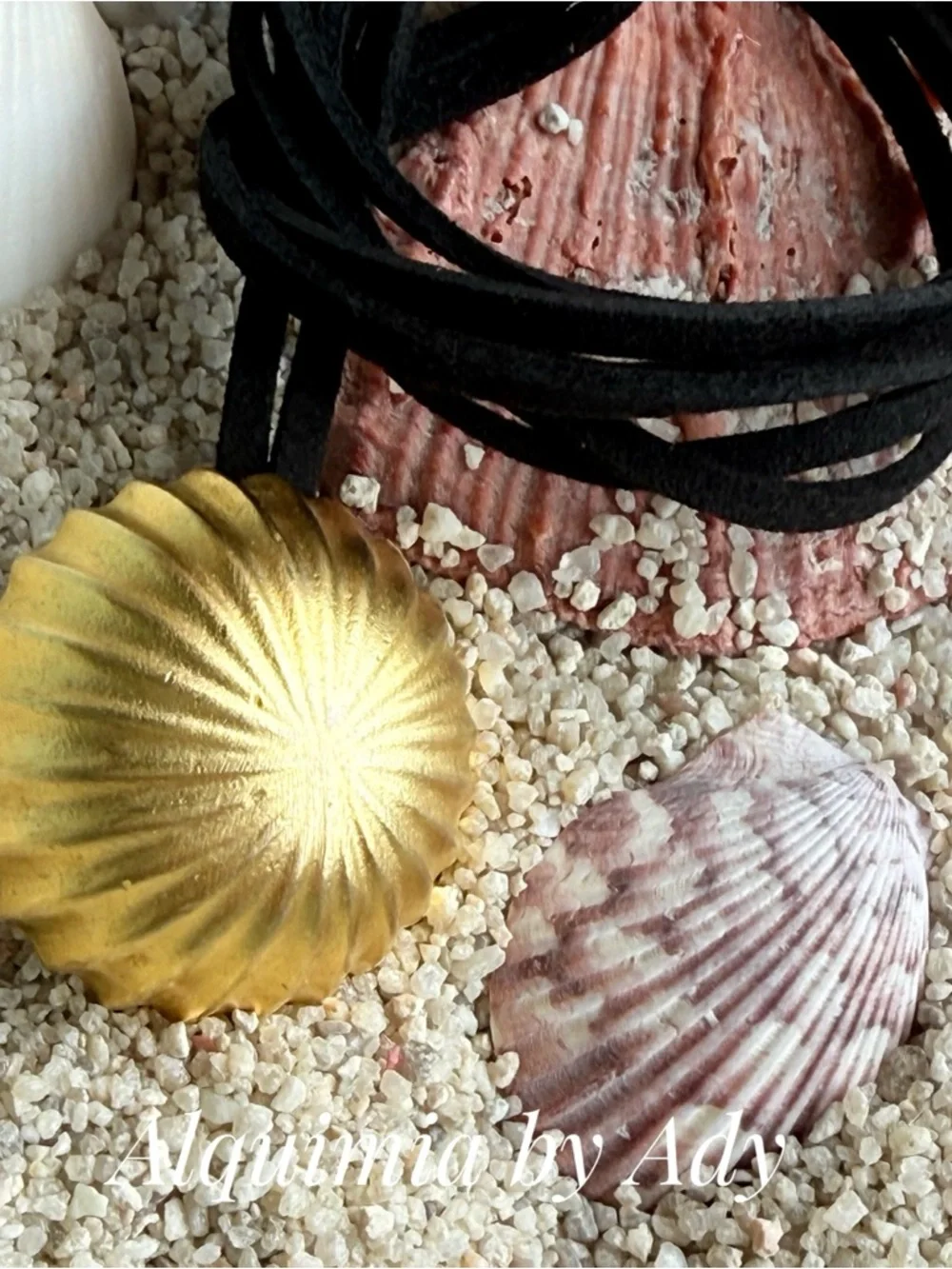 SUMMER Gold Shell Pendant on Black Suede Wrap
